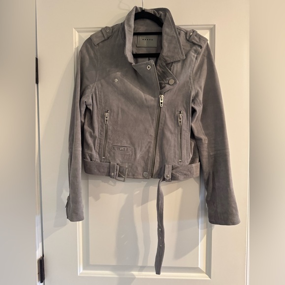 NWHT Blank NYC Cloud Grey Suede Moto Jacket - Picture 6 of 8